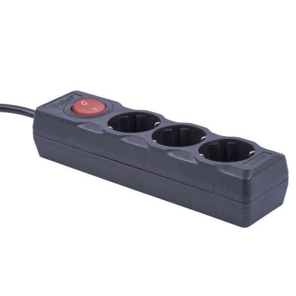 Удлинитель 3х3м с заземл. 16А Ultra S-GCU3-3B BLACK черн. Uniel UL-00010017