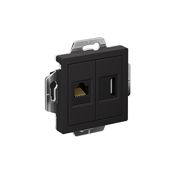 Розетка 2-м СП AtlasDesign HDMI + RJ45 кат.5E механизм карбон SE ATN001082