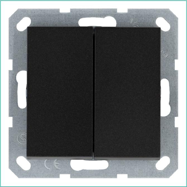 Переключатель проходной 2-кл. 10А IP20 механизм антрацит Jasmart G3022B