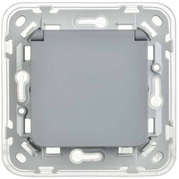 Розетка СП FLITE РСшкр11-1-44-ФлС 16А IP44 с заземл. с защ. шторками и крышкой безвинтовое крепление механизм сер. IEK FI-R16-16-1-44-K03