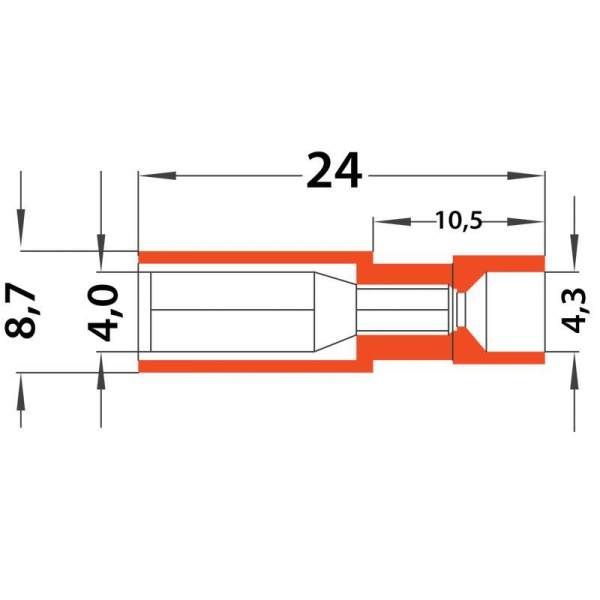 Разъем штекерный полностью изолир. (гнездо d4мм) 0.5-1.5кв.мм (AEF1.25-156А) красн. REXANT 08-0261