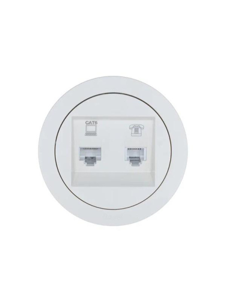 Розетка компьютерная + телефонная OSEN RJ45 кат.6 + RJ11 с модулем бел. LEZARD 743-0288-144