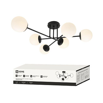 Светильник AURORA EASY-6G9-BL 6хG9 потолочн. под лампу; плафоны матов./корпус черн. IN HOME 4690612062785