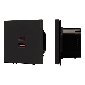 Розетка USB ARL NOBE SCT-MUAC-SFPL-FC-BK 65Вт QC3 тип A+C софт-тач черн. оникс Arlight 054317(1)
