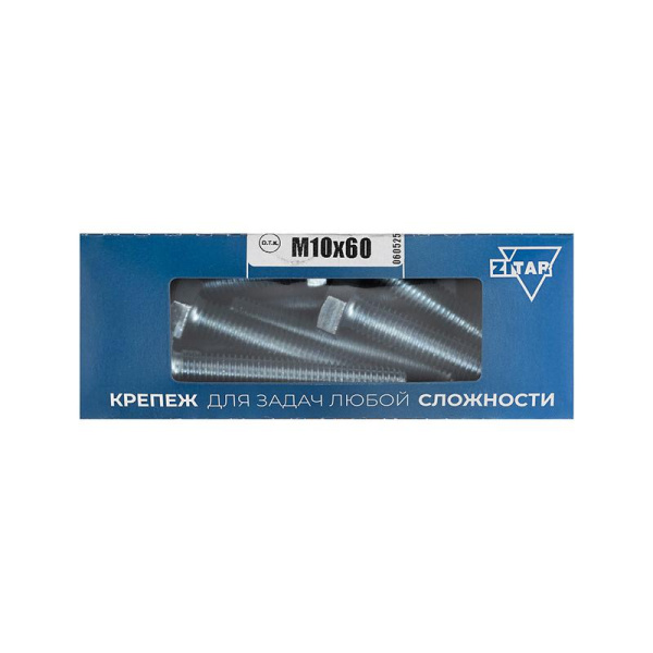 Болт с шестигранной головкой М10х60 DIN 933 оцинк. (уп.10шт) Tech-Krep/Zitar 105218