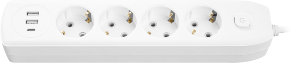 Удлинитель 4х5м с заземл. 10А IP20 90 843 OPE-USB-04-500-ESC-3x1 USB 2xType-A + Type-C с кнопкой ОНЛАЙТ 90843