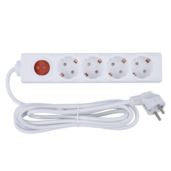 Удлинитель 4х3м с заземл. 16А Ultra S-GCU4-3B WHITE бел. Uniel UL-00010022