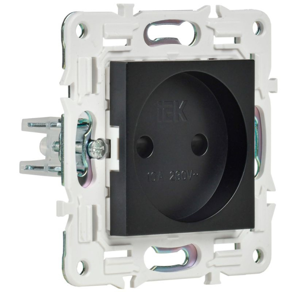 Розетка SKANDY 10А без заземл. защ. шторки SK-R01Bl черн. IEK SK-R13-10-K02