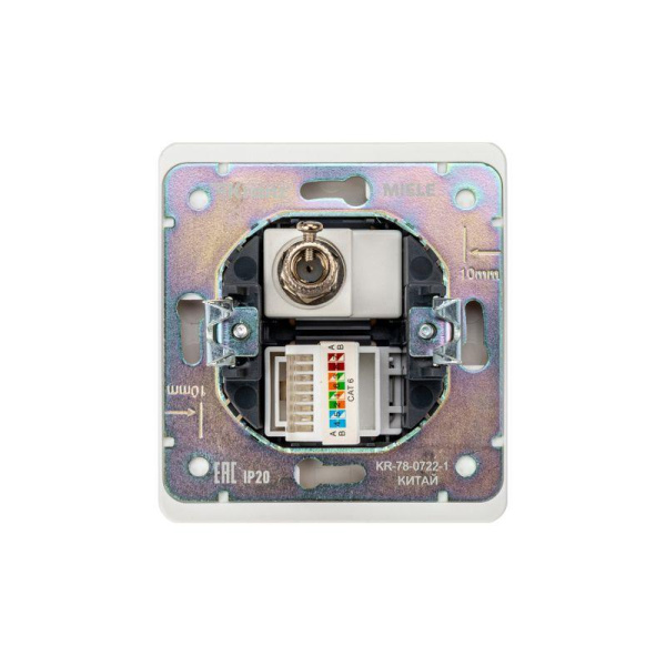 Розетка компьютерная + телевизионная СП ROUND MIELE RJ45 кат.6 + TV перламутр Kranz KR-78-0722-1