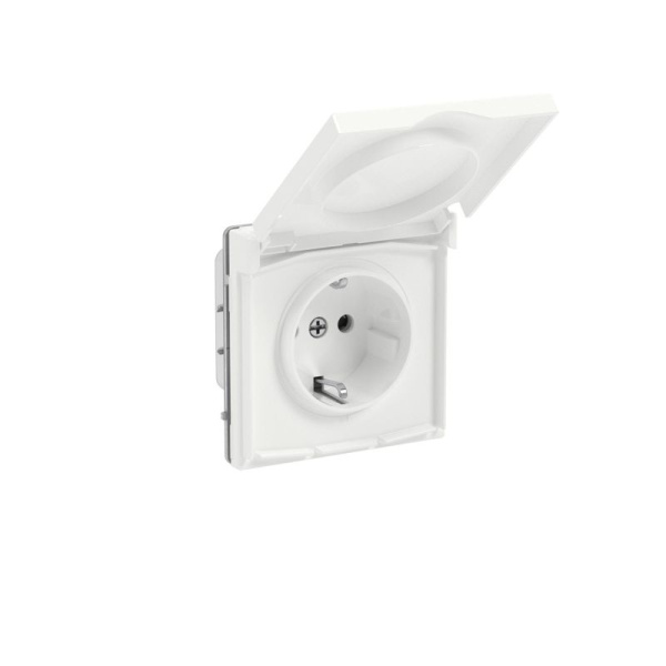 Розетка силовая KANT IP44 2P+E защ. шторки с крышкой бел. магнолия DKC 7000013