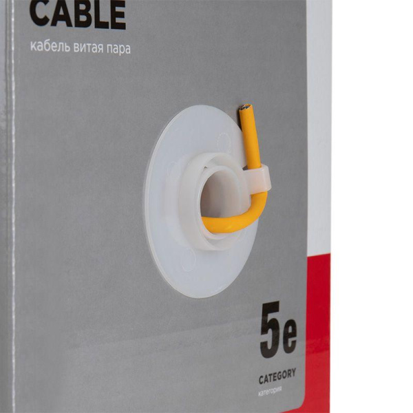 Кабель витая пара U/UTP кат.5E 4х2х24AWG LSZH нг(А)-HF INDOOR SOLID медь оранж. 305м (м) Rexant 01-0049