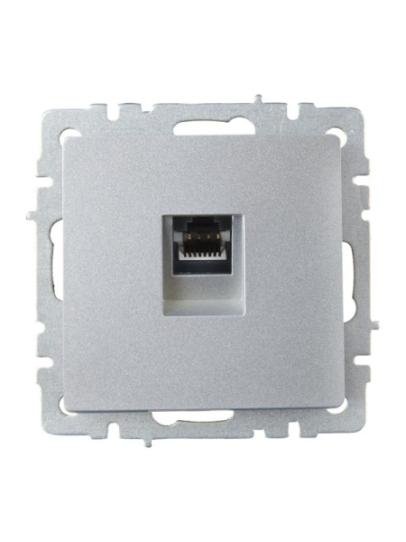 Розетка компьютерная СП RJ45 кат.6 BRITE РК11-БрА механизм алюм. IEK BR-K10-2-K47