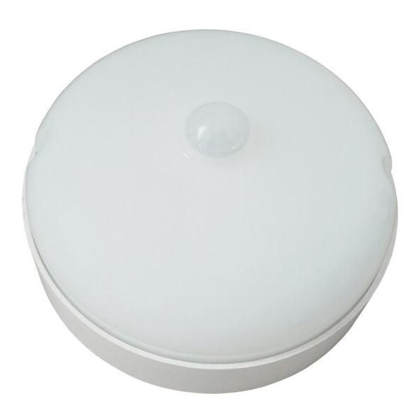 Светильник светодиодный ULW-Q216 12W/4000К SENSOR IP65 WHITE Круг влагозащ. с датчиком движения d135мм корпус бел. Volpe UL-00008489