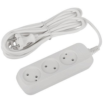 Удлинитель 3х5м без заземл. 10А IP20 GREEN LINE UDL-10-350 ПВС 2х0.75 Эра Б0065073