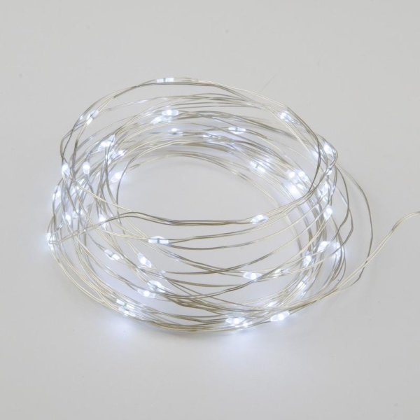Гирлянда LED на батарейках ULD-S0500-050/SCB/2AA WHITE IP20 DEW 2AA (не в/к) "Роса" 5м 50 диодов бел. свет провод медн. Uniel UL-00007184