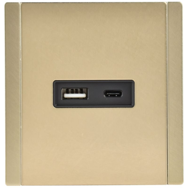 Розетка FORTE&PIANO FP651M USB A+C 18Вт шампань IEK FP-U22-018-M-K37
