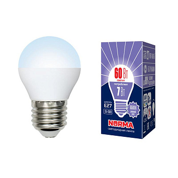 Лампа светодиодная LED-G45-7W/DW/E27/FR/NR Norma 7Вт матовая E27 (упак. картон) Volpe UL-00003821