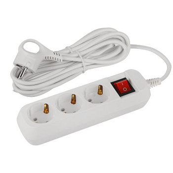 Удлинитель 3х5м с заземл. 10А IP20 GREEN LINE UDL-10-350-ES ПВС 3х0.75 с выкл. Эра Б0065080