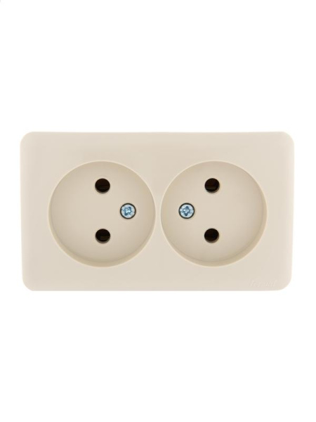 Розетка 2-м ОП Viola 16А IP20 без заземл. крем. LEZARD 751-0300-128