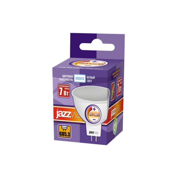 Лампа светодиодная PLED-DIM 7Вт JCDR MR16 4000К нейтр. бел. GU5.3 540лм 220-240В диммир. JazzWay 1035431