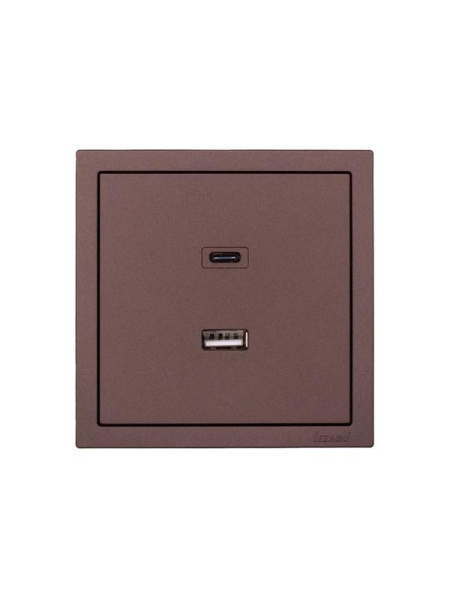 Розетка СП ZIMA IP20 Type-C + USB механизм шоколад LEZARD 704-7388-192TC