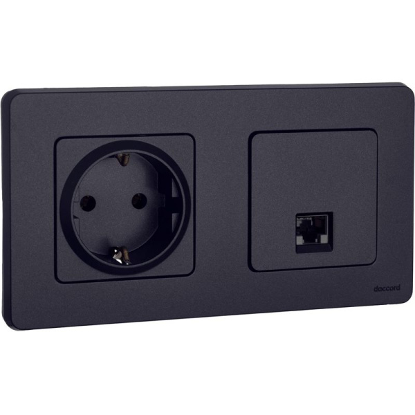 Розетка компьютерная Inspiria RJ45 кат.5E UTP антрацит IEK 673828