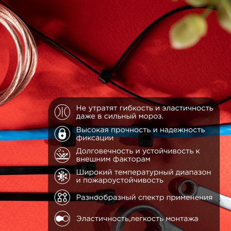 Хомут 4.8х300мм морозостойкий черн. (уп.100шт) Rexant 87-1302