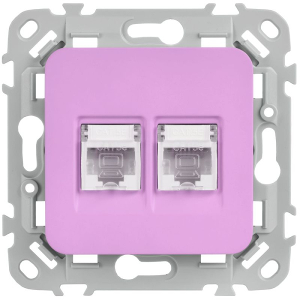 Розетка компьютерная 2-м СП FLITE РК5е-2-0-ФлПр RJ45 кат.5E UTP механизм пурпур. IEK FI-K22-1-K99