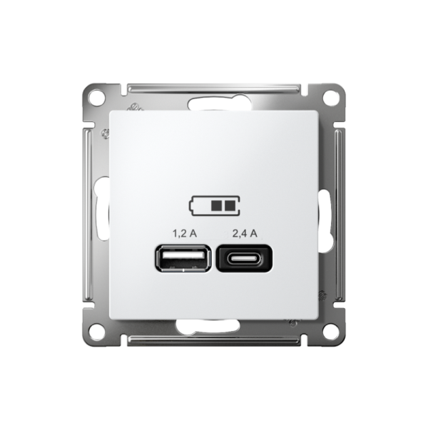 Розетка USB AtlasDesign тип A+C 5В/2.4А 2х5В/1.2А механизм бел. SE ATN000139