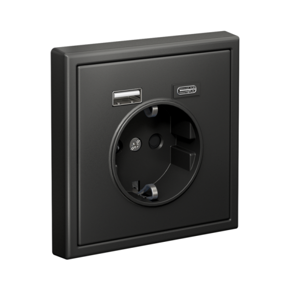 Розетка ArtGallery 16А с 2-мя заряд. устройствами USB A+C 5В/2.4А/3А 2х5В/1.5А механизм базальт SE GAL001432