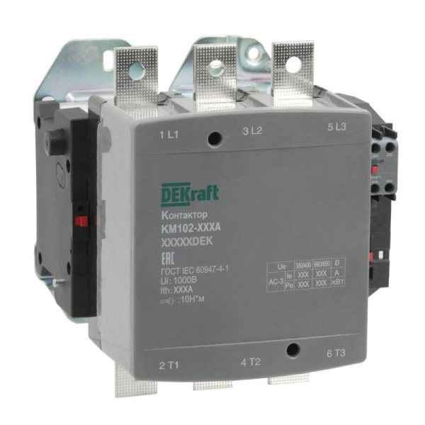 Контактор 500А 110В АС АС3 АС4 1НО+1НЗ КМ-102 DEKraft 21969DEK