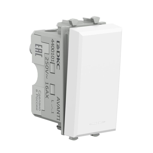 Выключатель модульный 1-кл. 1мод. Avanti "Белое облако" 16А IP20 бел. DKC 4400101
