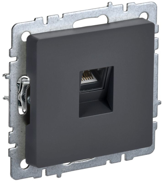 Розетка компьютерная СП RJ45 кат.6 BRITE РК11-БрГ механизм графит IEK BR-K10-2-K53