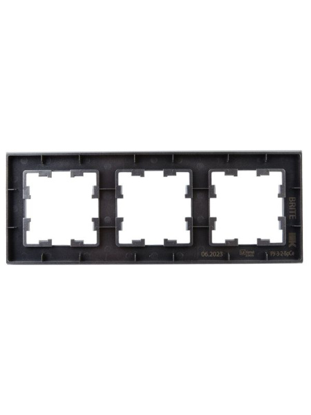 Рамка 3-м BRITE РУ-3-2-БрСе стекло сер. IEK BR-M32-G-K03