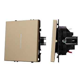 Выключатель проходной 1-кл. LED SWT-NOBE-MKP1-SFPL-L-GD 10А 230В механизм Arlight 054262