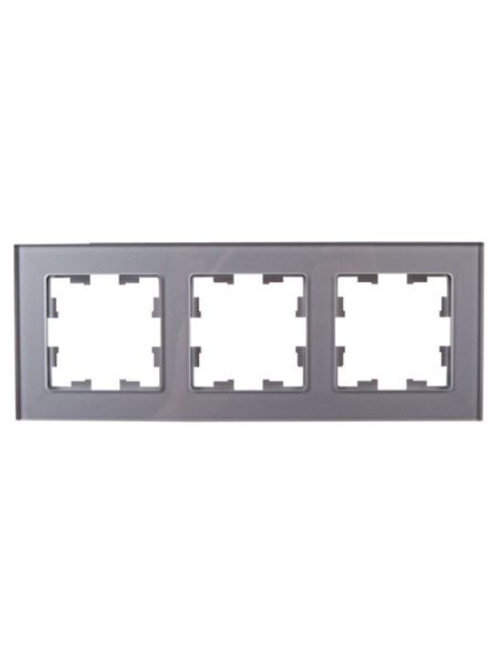 Рамка 3-м BRITE РУ-3-2-БрСе стекло сер. IEK BR-M32-G-K03