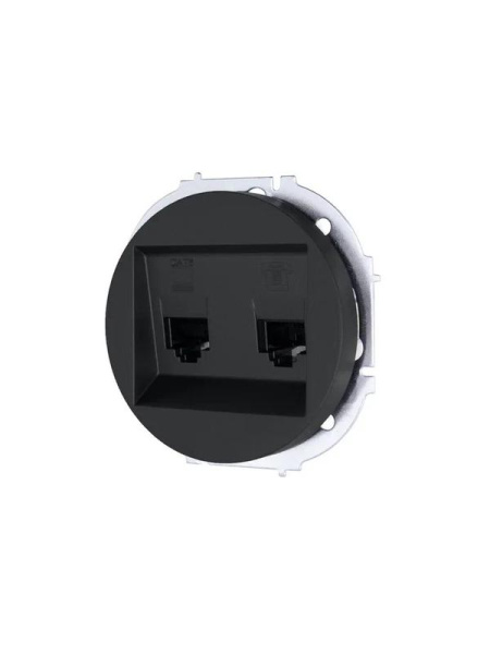 Розетка компьютерная + телефонная OSEN RJ45 кат.6 + RJ11 с модулем механизм черн. бархат LEZARD 743-4288-144