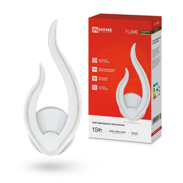Светильник светодиодный ELEGANT FLAME 15Вт 3000-6500К 1200лм 230В STEP COLOR бел. IN HOME 4690612051437