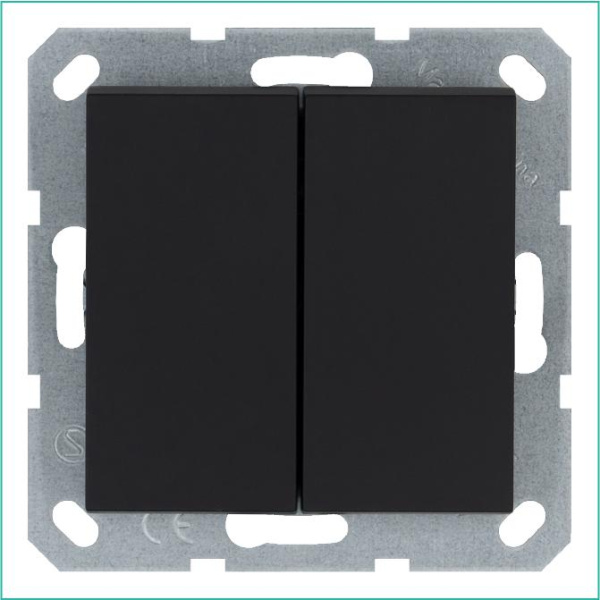 Переключатель проходной 2-кл. 10А IP20 механизм черн. матов. soft touch Jasmart G3022PB