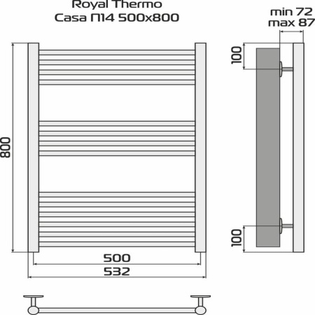 Полотенцесушитель Casa П14 500х800 Royal Thermo НС-1433999