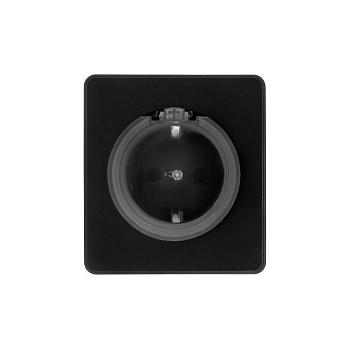 Розетка 1-м СП ROUND MIELE 16А с заземл. защ. шторки и крышкой оникс Kranz KR-78-0702-3