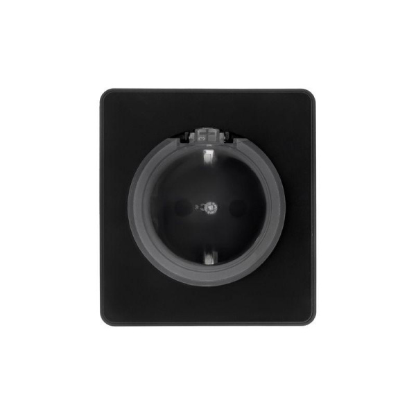 Розетка 1-м СП ROUND MIELE 16А с заземл. защ. шторки и крышкой оникс Kranz KR-78-0702-3