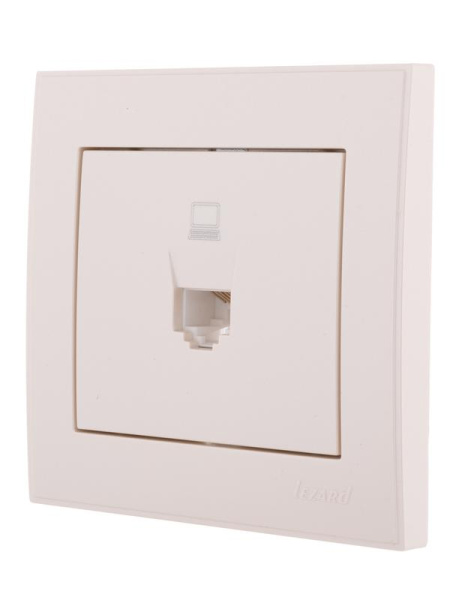 Розетка компьютерная 1-м СП Rain RJ45 жемчуж./бел. перламутр. LEZARD 703-3030-139