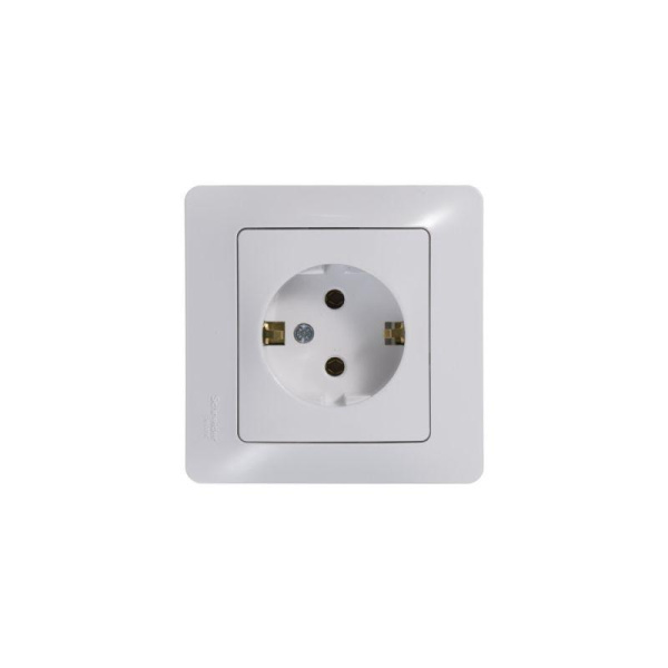 Розетка 1-м СП Glossa 16А IP20 с заземл. механизм бел. SE GSL000143