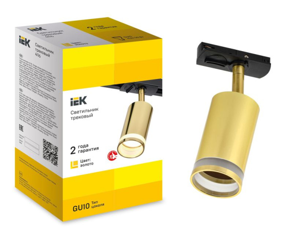 Светильник 4116 декоративный трековый поворотный GU10 золото IEK LT-USB0-4116-GU10-1-K22