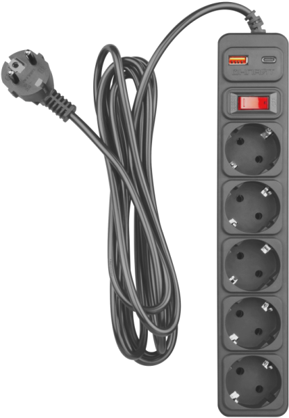 Фильтр сетевой 5х3м 10А IP20 90 884 OSP-USB-05-300-ESC-3х0.75-BL черн. ОНЛАЙТ 90884