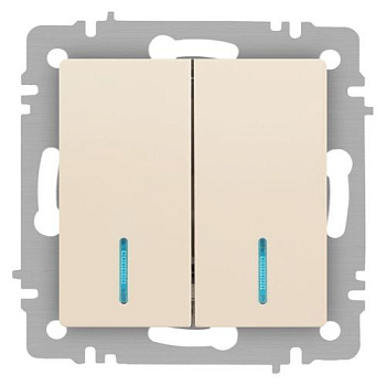 Выключатель 2-кл. СП Accent 6-105-02 10А IP20 250В с подсветкой AL/CU сл. кость Intro Б0063509