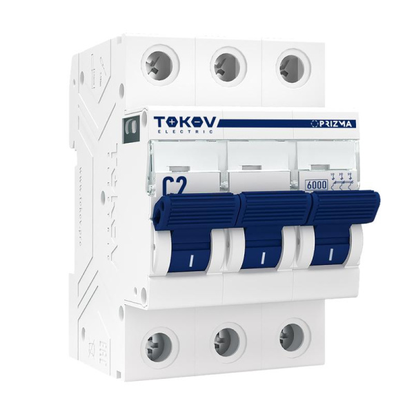 Выключатель автоматический модульный 3п C 2А 6кА PRIZMA TOKOV ELECTRIC TKE-PZ60-MCBI-3-2-C