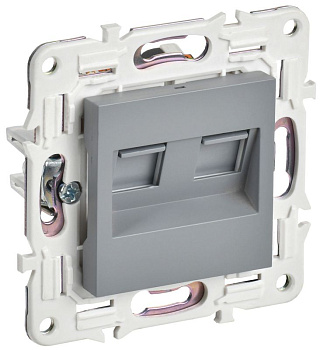 Розетка компьютерная двойн. RJ45 кат.5E SKANDY SK-K03Gr сер. IEK SK-K20-1-K03