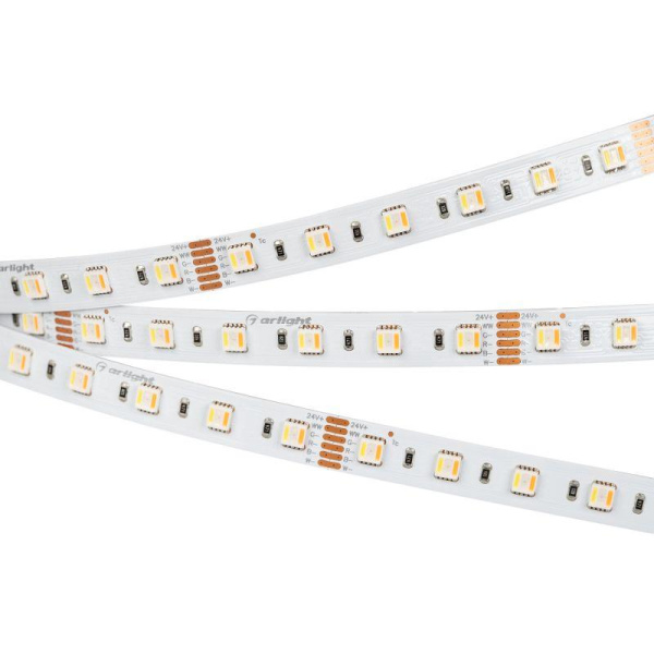 Лента светодиодная RT-B60-12mm 24V RGBW-MIX-5-in-1 20Вт/м IP20 5060 открыт. измен. цветов. темпер. (уп.5м) Arlight 026363(2)